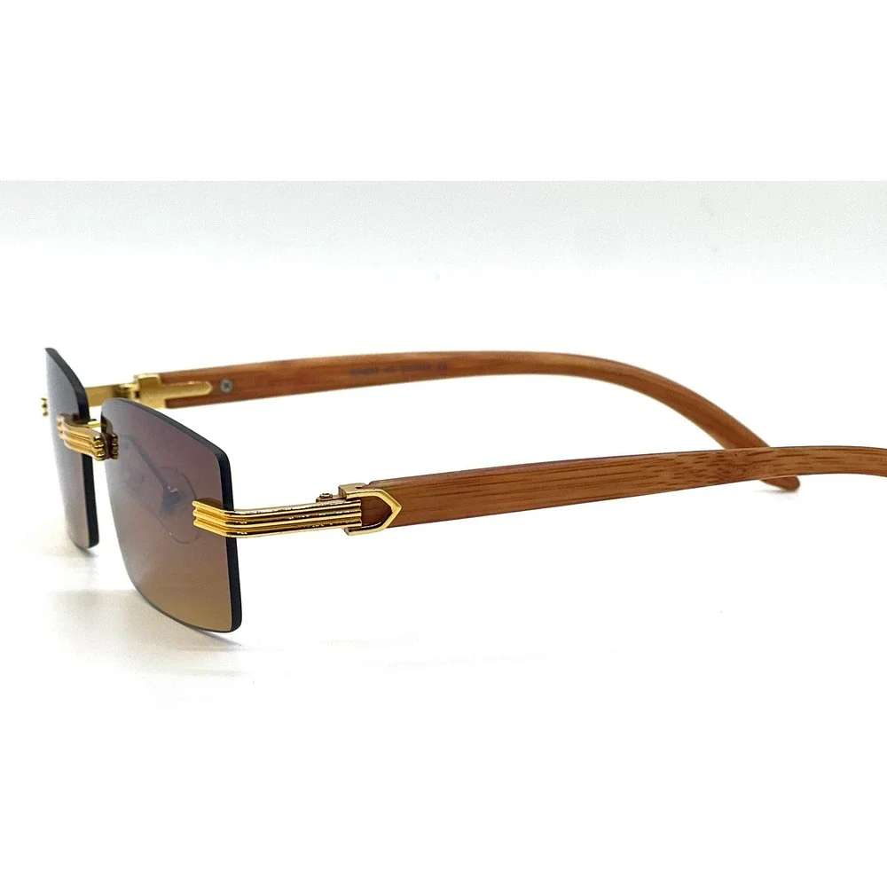 Rimless Sunglasses Men Hip Hop Black Rectangle Fashion Shades‎ Vintage Eyewear